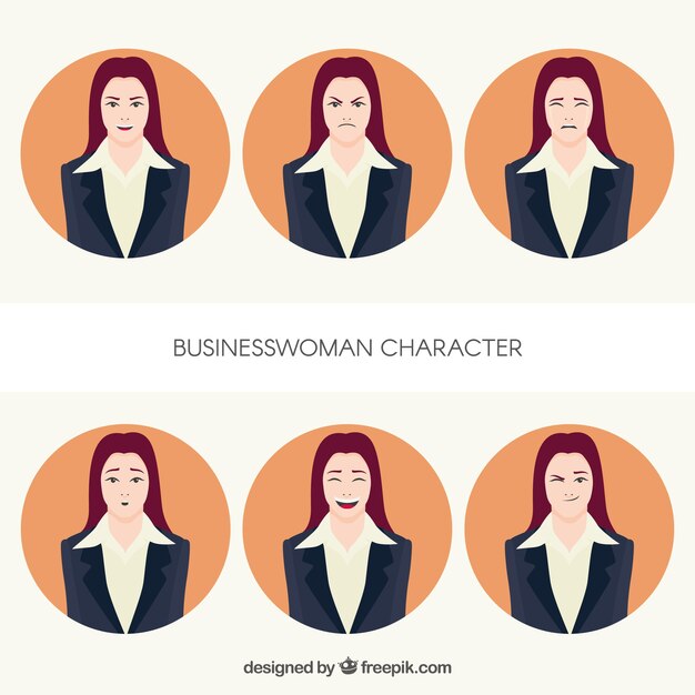 Several businesswoman character with expressive faces