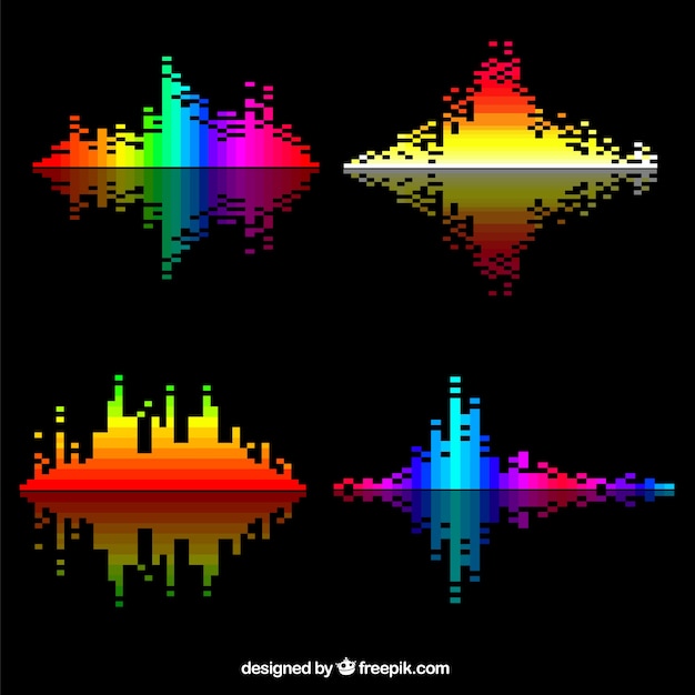 Free vector several colorful sound waves