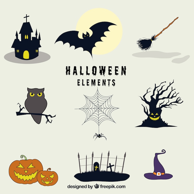 Free Vector several creepy objects ready for halloween