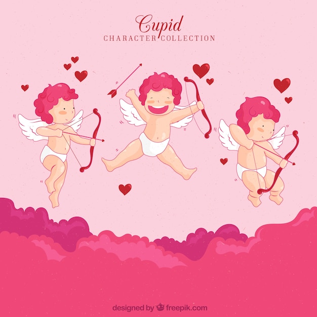 Several cupid characters with bows