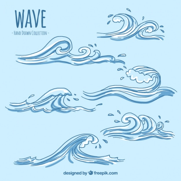 Free vector several decorative hand-drawn waves