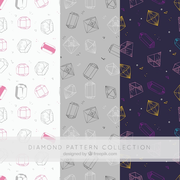 Several decorative patterns with hand-drawn diamonds