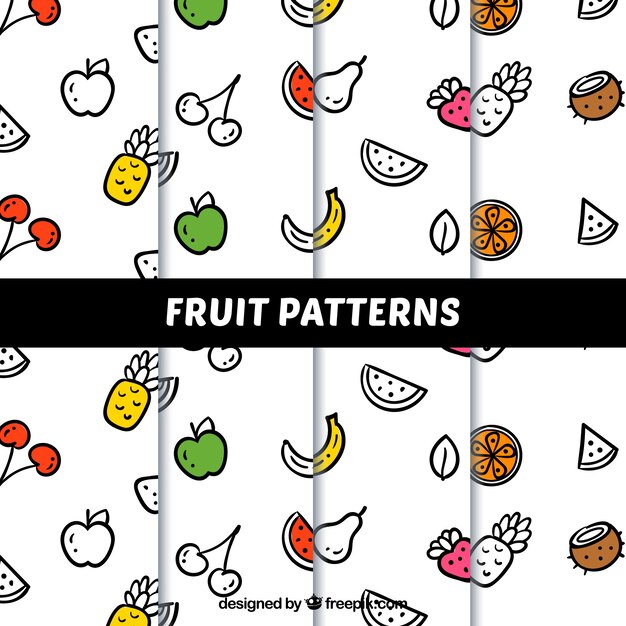 선형 과일이있는 여러 장식 패턴