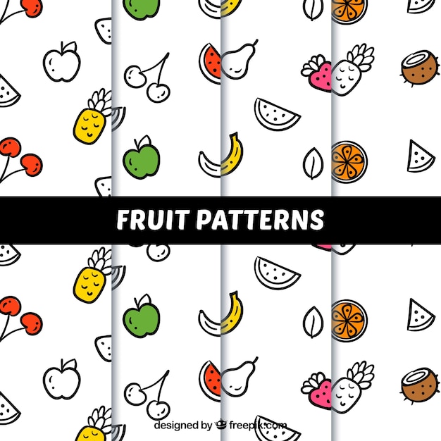 선형 과일이있는 여러 장식 패턴