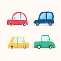 Free vector several decorative vehicles in cartoon style