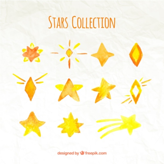 Several decorative watercolor stars