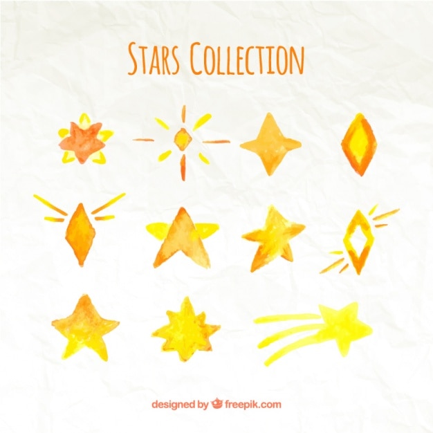 Free vector several decorative watercolor stars