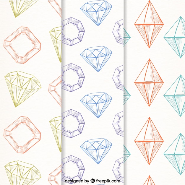 Бесплатное векторное изображение Несколько алмазов модели в винтажном стиле