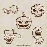 Free vector several drawings of halloween
