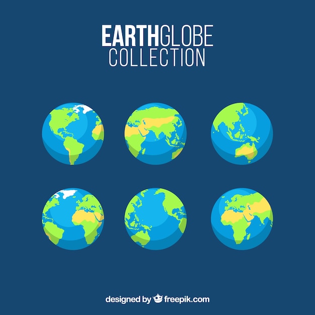 Several earth globes in flat design