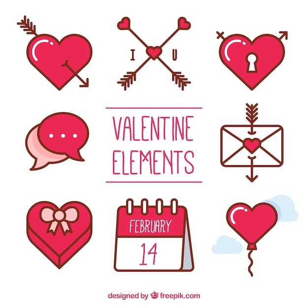 Several elements for valentine's day
