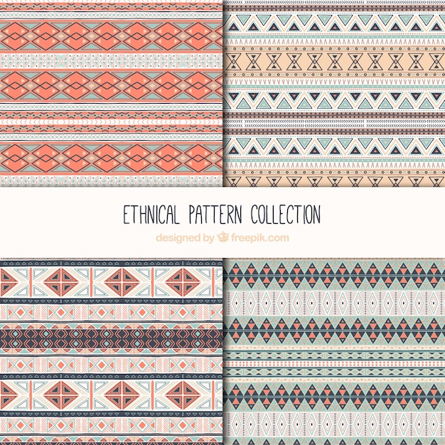 Several ethnic patterns with decorative geometric forms