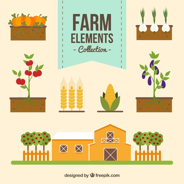 Free vector several flat farm things