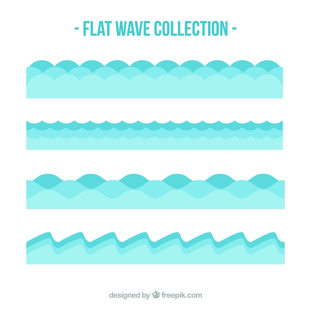 Several flat waves in blue tones