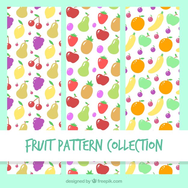 Several fruit patterns in flat design