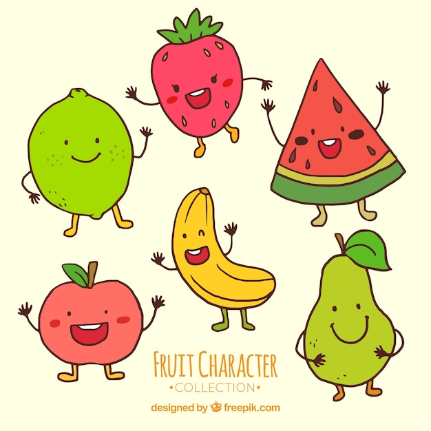 Several funny fruit characters