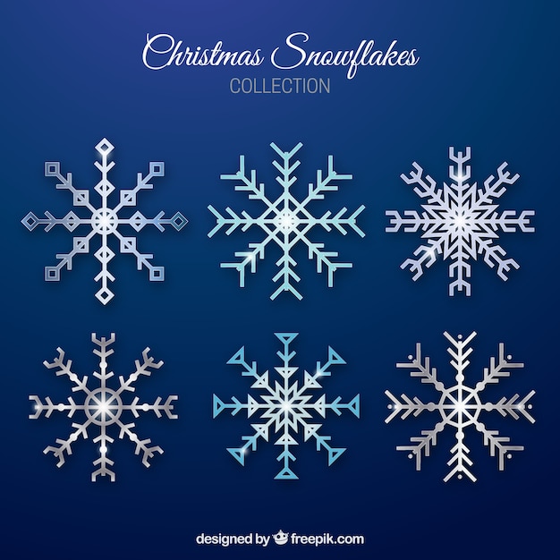  several geometric shapes snowflakes