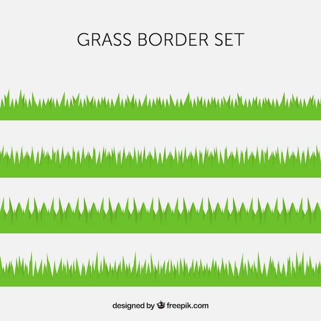 Several green grass borders in flat design
