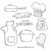 Free vector several hand-drawn chef items