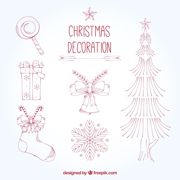 Several hand drawn christmas elements 