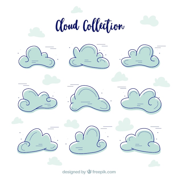 Free vector several hand drawn clouds