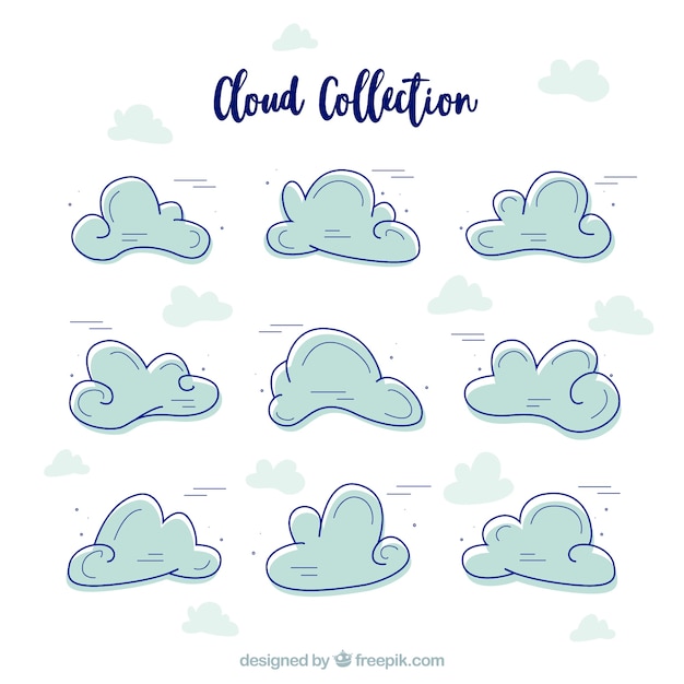 Several hand drawn clouds