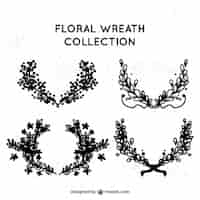 Free vector several hand-drawn floral wreaths