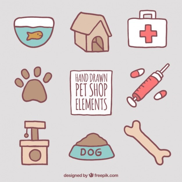 Free Vector several hand-drawn pet accessories
