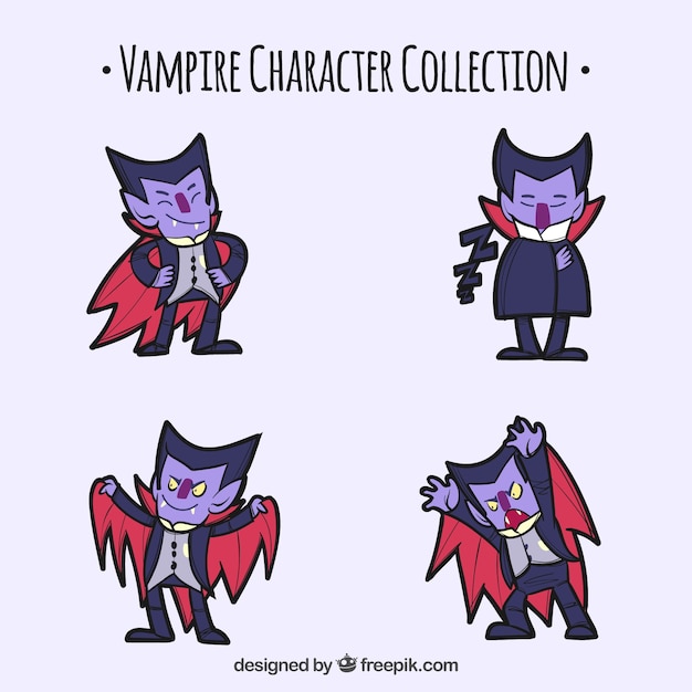 Free vector several hand drawn vampires