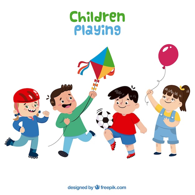 Free vector several happy kids playing