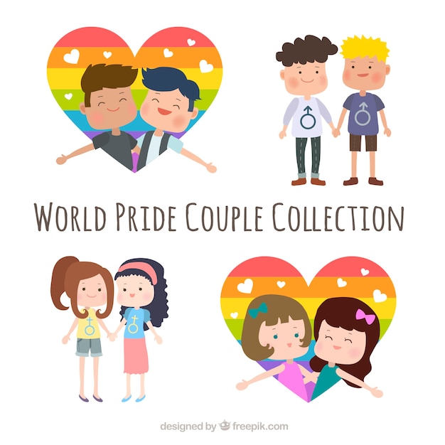 Free vector several happy pride day couples