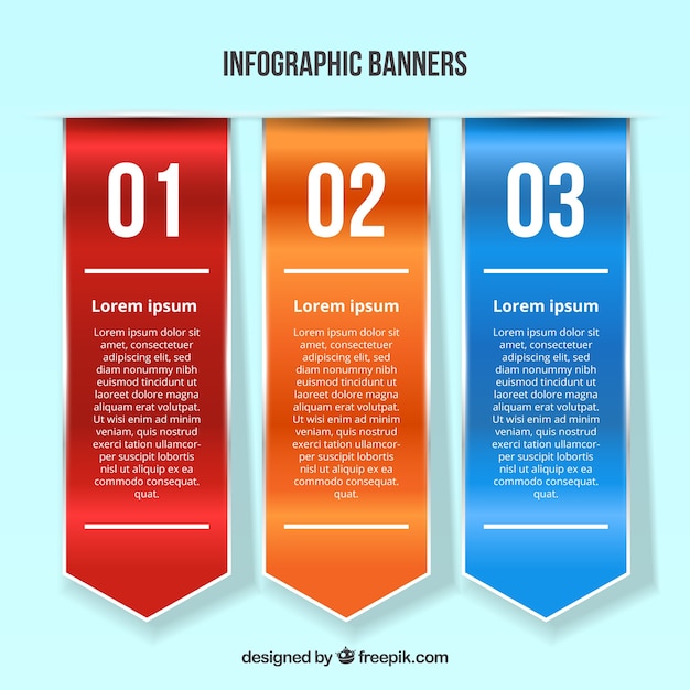 무료 벡터 현실적인 스타일의 여러 infographic 배너