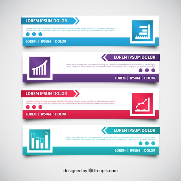 평면 디자인의 다른 색상으로 여러 infographic 배너