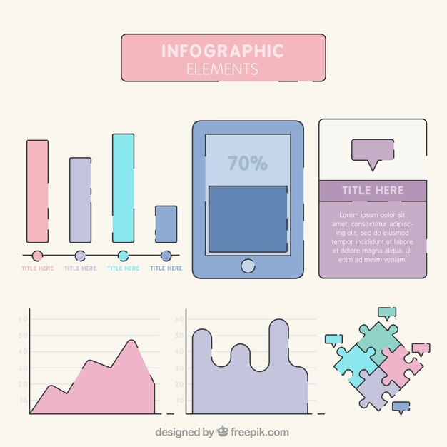 파스텔 색상의 여러 infographic 요소