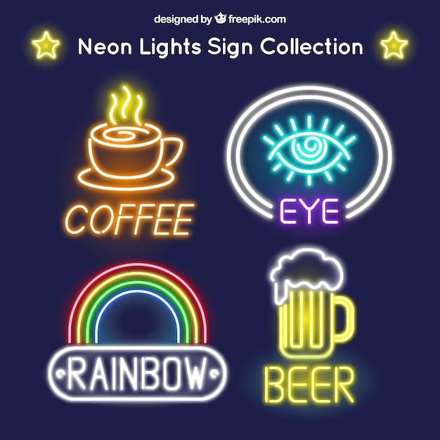 Free vector several local neon signs