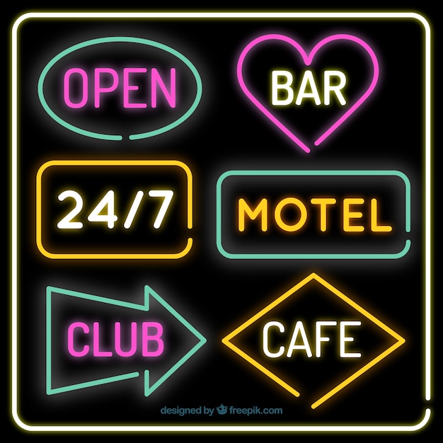 Free vector several neon lights