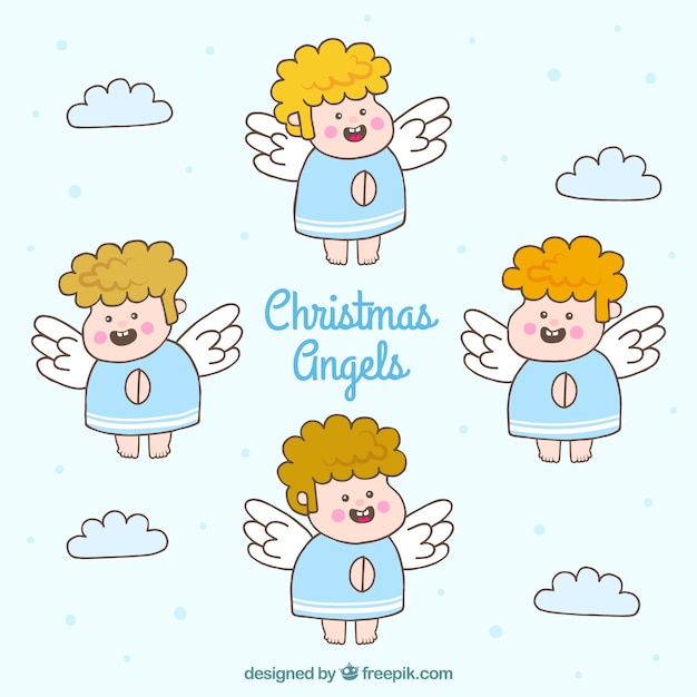 Free vector several nice angels drawings