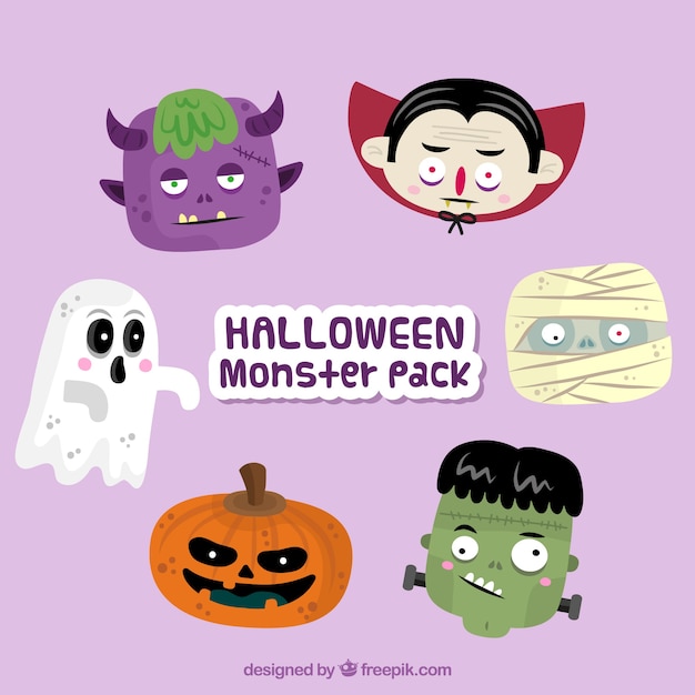 Free vector several nice halloween characters