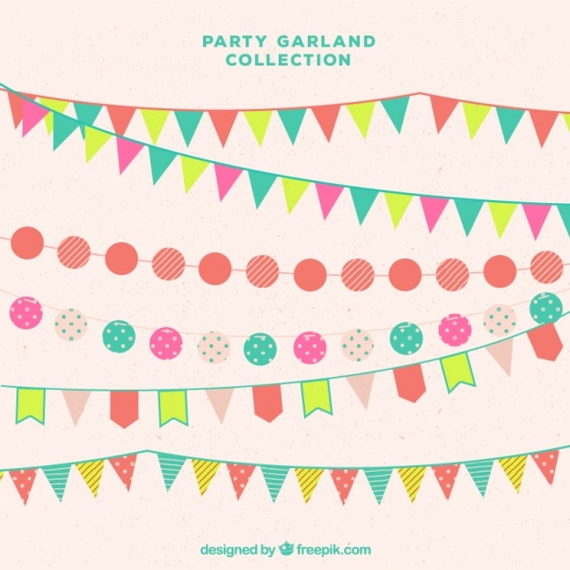 Several party garlands in flat style