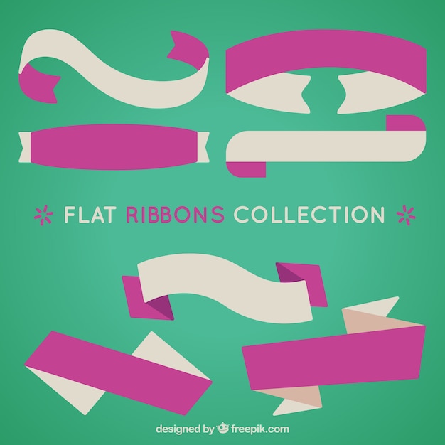 Free vector several purple ribbons in flat design