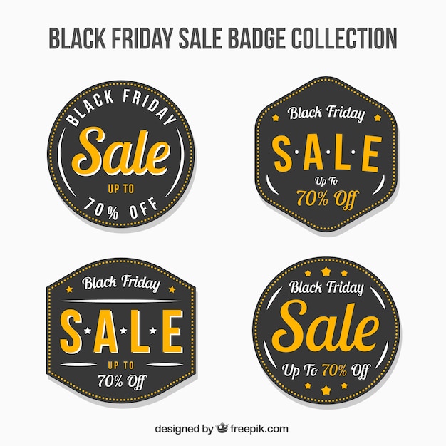 Several retro black friday sale stickers