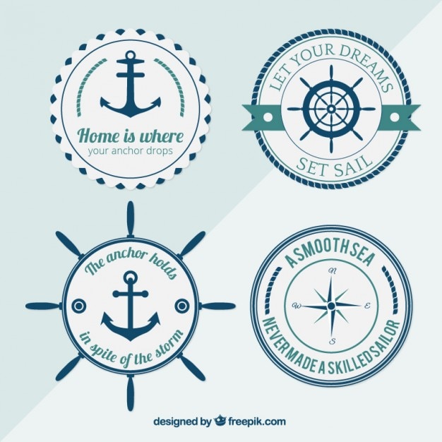 Free Vector several rounded nautical badges