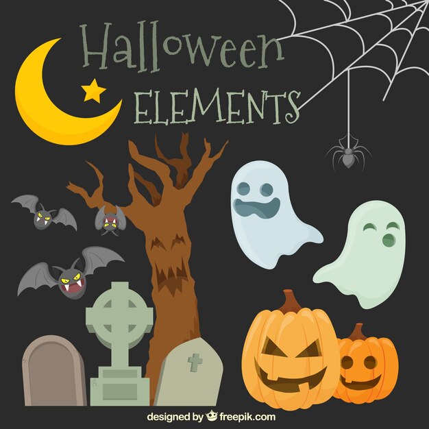 Several scary halloween elements