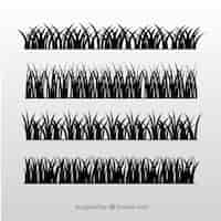 Free vector several silhouettes of grass borders