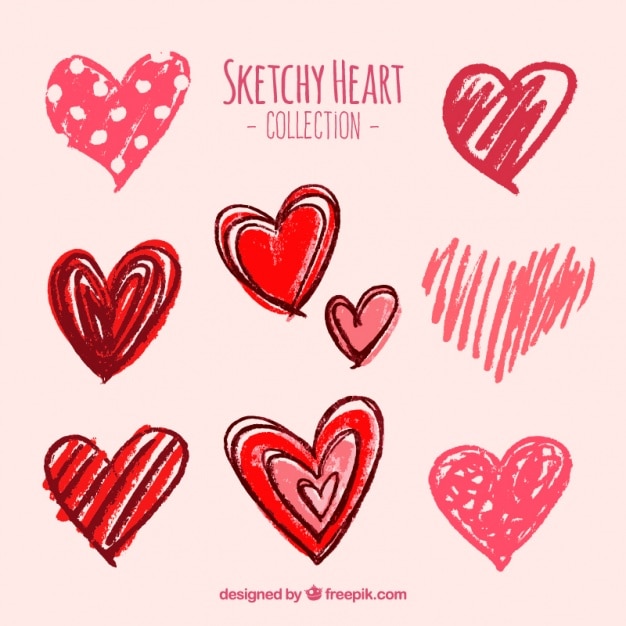 Several sketches of hearts