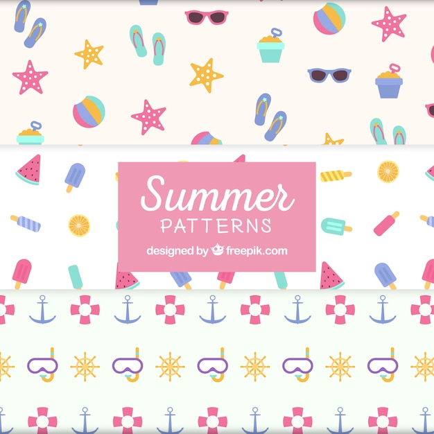 Several summer patterns in pastel colors