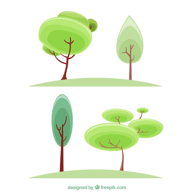 Several trees in flat design