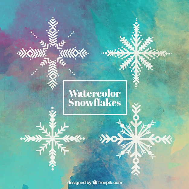 Several watercolor snowflakes