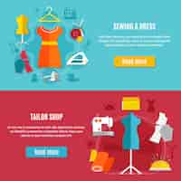 Free vector sewing clothes banners set