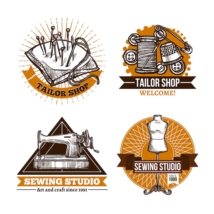 Free Vector sewing hand made label set 